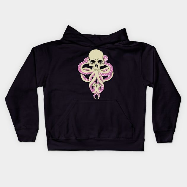 Cthulhu - Hybrid Human Skull Octopus Tentacle Kids Hoodie by ro83land